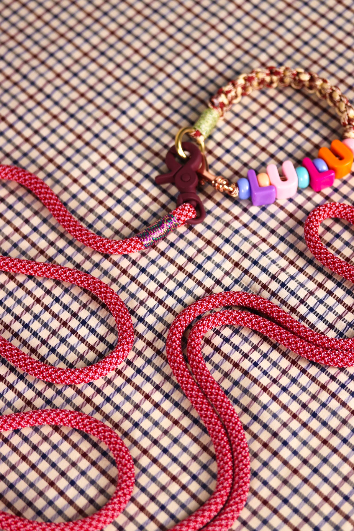 Laisse main libre Médor rose et rouge